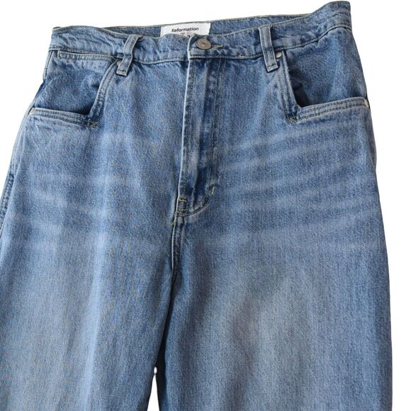 Reformation Cowboy Slouchy Wide Leg Jeans Women's Size 28 Medium Wash - Picture 3 of 9